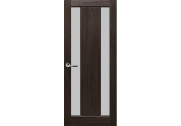 Дверь деревянная межкомнатная из массива ольхи, цвет Темный орех, Милан, со стеклом